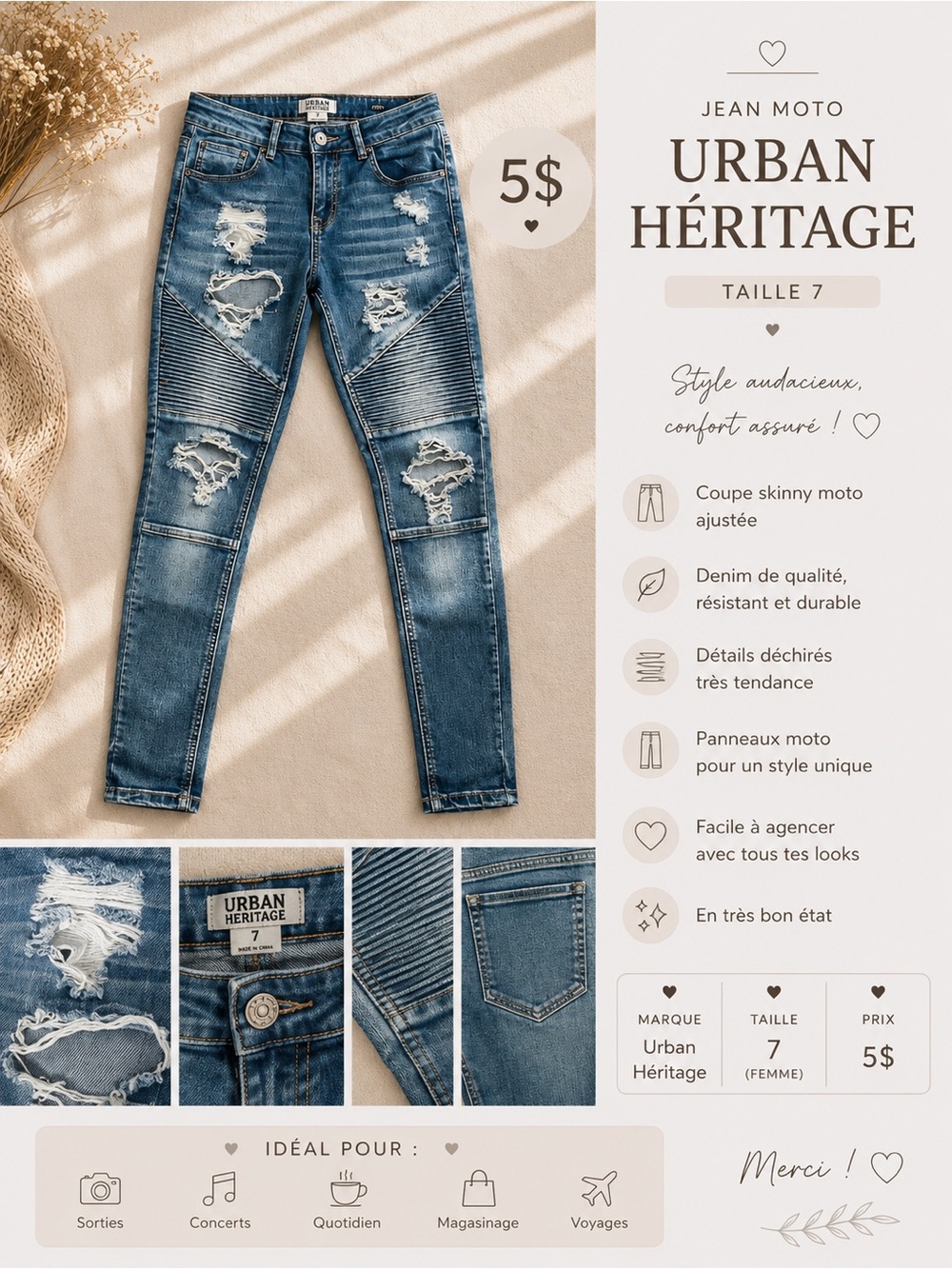 Urban Outfitters Distressed Moto Skinny Jeans - Medium Blue